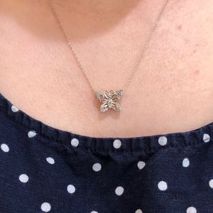 Zales 10k white gold diamond butterfly necklace